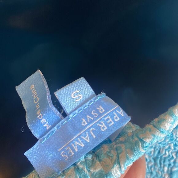 Draper James blue peplum smock floral ruffle tank top small fairycore babydoll - Picture 4 of 5